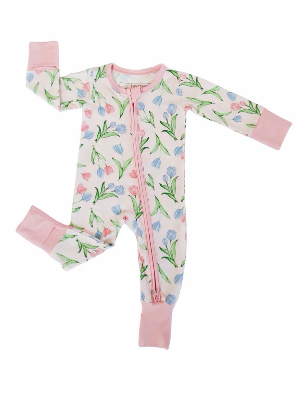 HOLLIS BAKER Tulip Print Bamboo Zipper Sleeper - 6-12M
